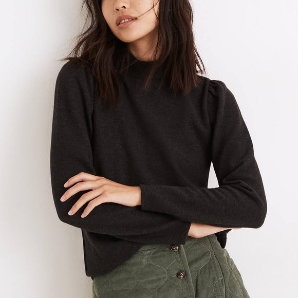 Madewell puff sleeve mockneck top - Picture 1 of 12